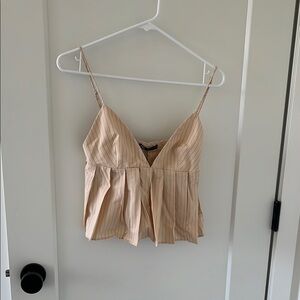 Striped Beige Spaghetti Strap Top